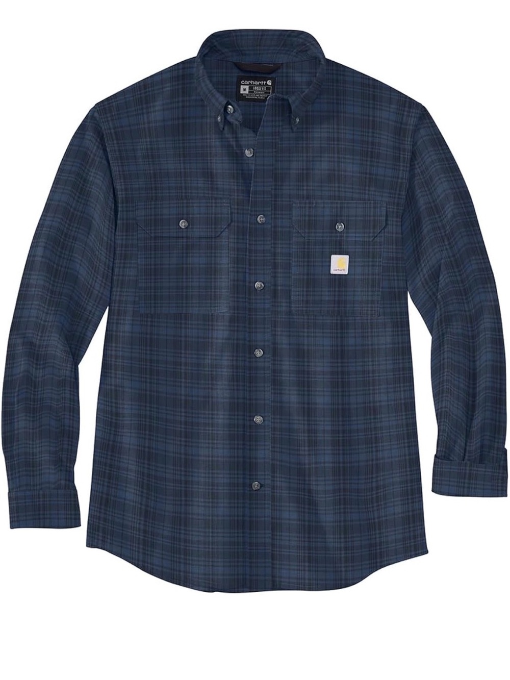 Carhartt Men's Loose Fit Chambray Long Sleeve Plaid Shirt Medium Blue 106355